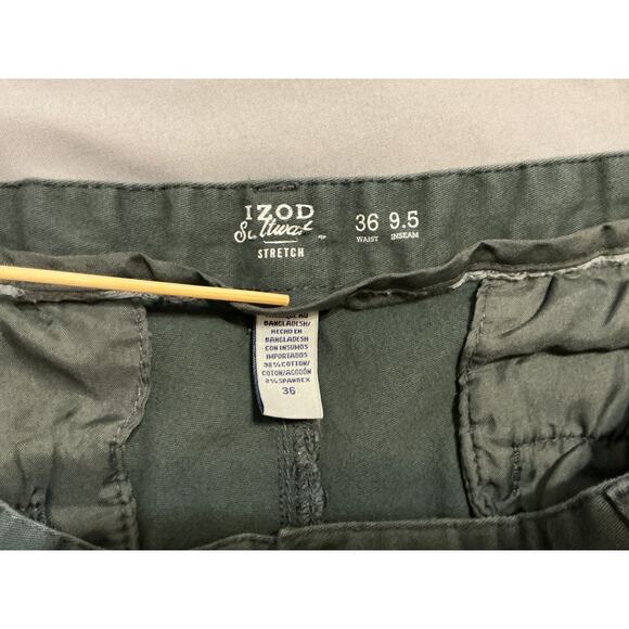 IZOD Shorts Men Waist 36 inseam 9.5 Gray Chino Cotton Classic Beach Preppy - Picture 4 of 7